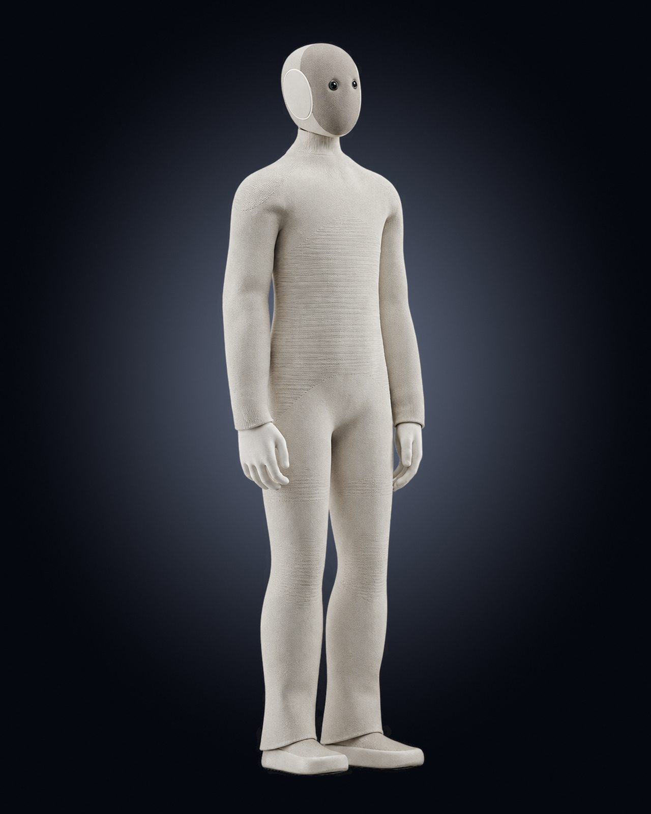 1X NEO humanoid robot by 1X, home robot, full-body view. AI-generated illustration.